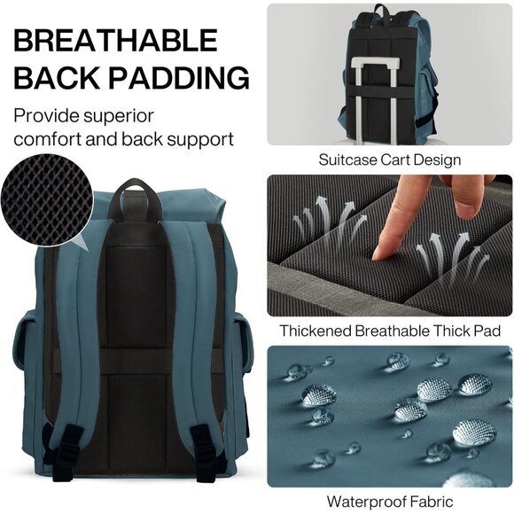 Women Green Travel Laptop Backpack Waterproof Lightweight Casual Weekender Bags